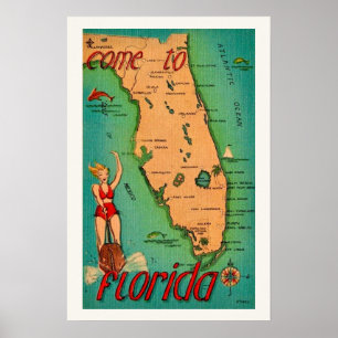 Retro vykort av Florida tryck