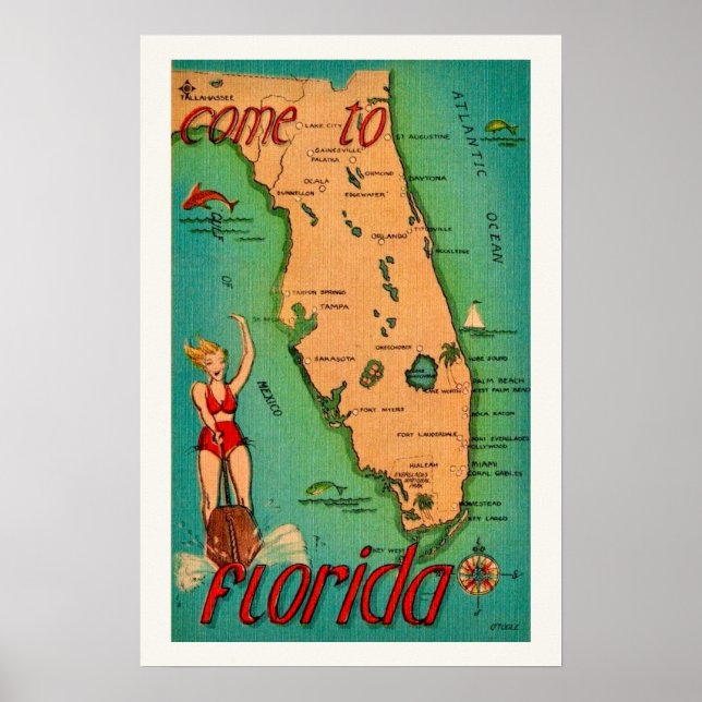 Retro vykort av Florida tryck (Framsidan)