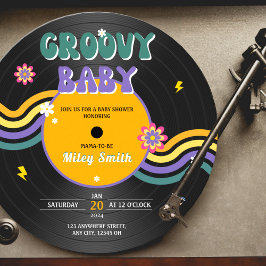 Retro Vynil Record Groovy Baby Shower 70 s 80-tal  Inbjudningar