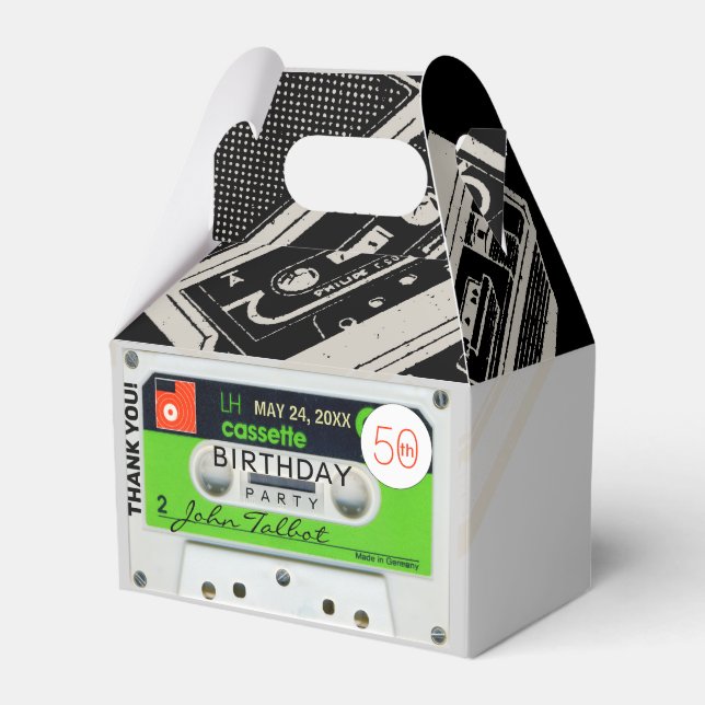 Retro W Audiotape 50:e födelsedag Tack FB Presentaskar (Framsidan Sidan)