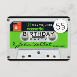Retro W Audiotape 55:e födelsedagsfest inbjudan