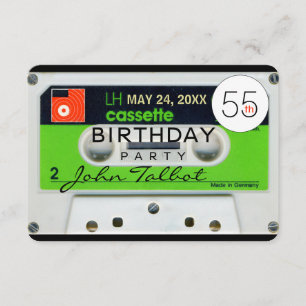 Retro W Audiotape 55:e födelsedagsfest inbjudan