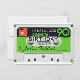 Retro W Audiotape 90:e födelsedagsfest inbjudan