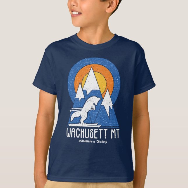 Retro Wachusett Mountain Ski Sunset T Shirt (Framsida)