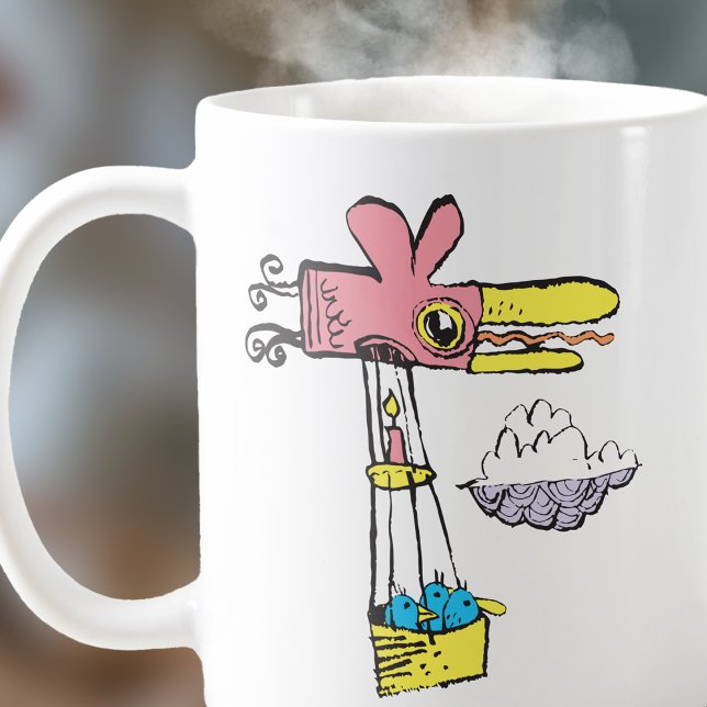 Retro Wacky Bird Luftballong Kaffemugg (Skapare uppladdad)