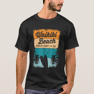 Retro Waikiki Beach Gifts Souvenir Manar Women Hon T Shirt
