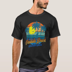 Retro Waikiki Beach Honolulu Hawaii Summer Beach V T Shirt