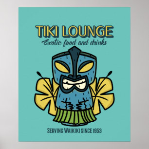 Retro Waikiki Tiki Lounge Print på Brown Poster