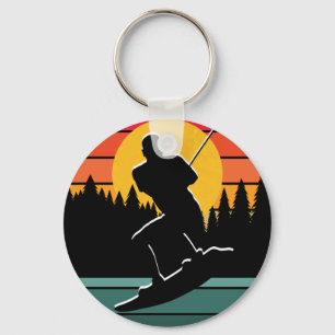 Retro Wakeboard Vatten Ski Sport Surfing Silhouett Nyckelring