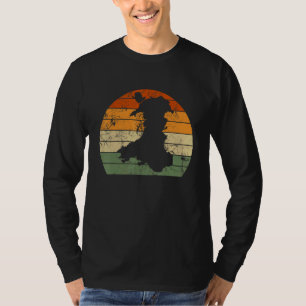 Retro Wales Welsh Karta Sunset St Davids Day T Shirt