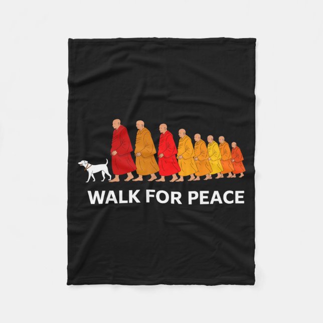 Retro walk for peace monks with aloka dog  fleecefilt (Framsidan)