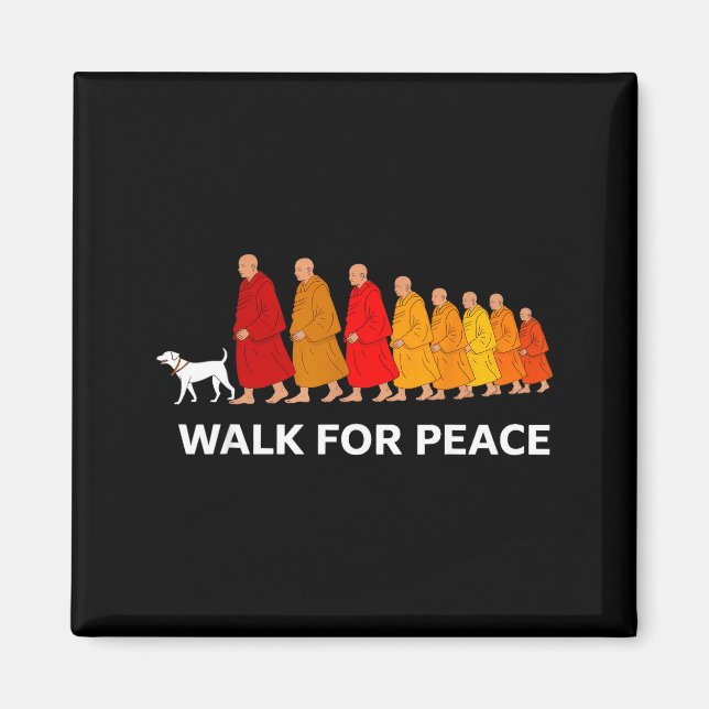 Retro walk for peace monks with aloka dog  magnet (Framsidan)