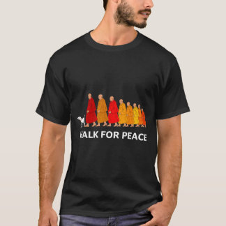 Retro walk for peace monks with aloka dog  t shirt