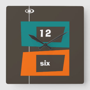 Retro Wall Clock - Föränderlig bakgrund Färg! Fyrkantig Klocka