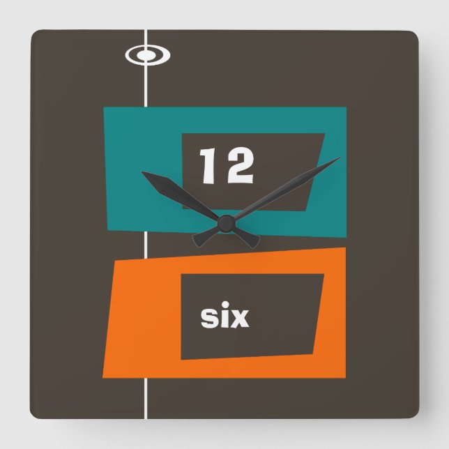 Retro Wall Clock - Föränderlig bakgrund Färg! Fyrkantig Klocka (Framsida)