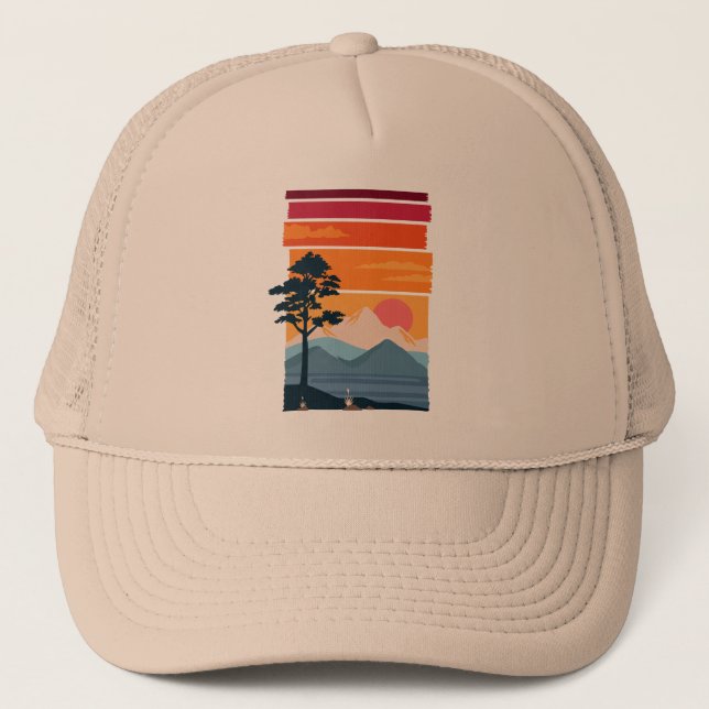 Retro Wanderlust Solnedgång Berg Naturens Skönhet Keps (Framsida)