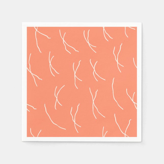 Retro Warm Abstract Dashes | Salmon Pink Pappersservett (Framsidan)