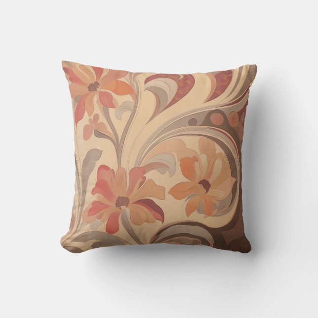Retro Warm Blommigt Pillow Kudde (Framsida)