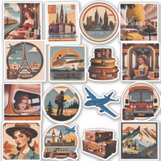 Retro Warm Färg Watercolor Travel Stickers Klistermärken