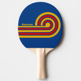Retro Warmhearted Curl-ränder med namn Pingisracket