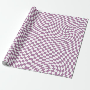 Retro Warped Lila Lilac White Checkered Presentpapper