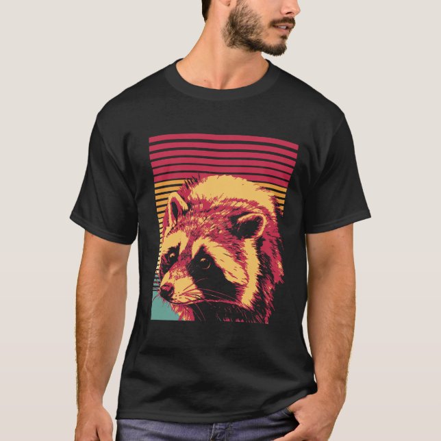Retro Waschbär T Shirt (Framsida)