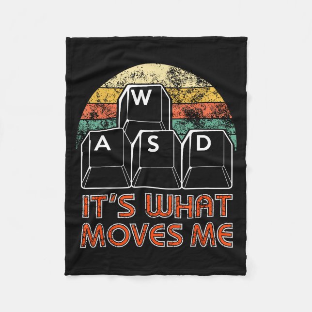 Retro Wasd Gaming Keys Funny Pc Gamer Design  Fleecefilt (Framsidan)