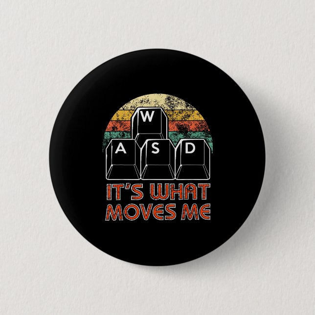 Retro Wasd Gaming Keys Funny Pc Gamer Design  Knapp (Framsida)