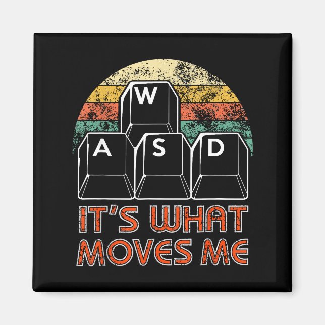 Retro Wasd Gaming Keys Funny Pc Gamer Design  Magnet (Framsidan)