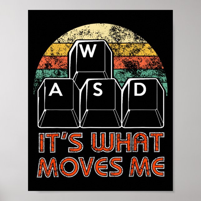 Retro Wasd Gaming Keys Funny Pc Gamer Design  Poster (Framsidan)