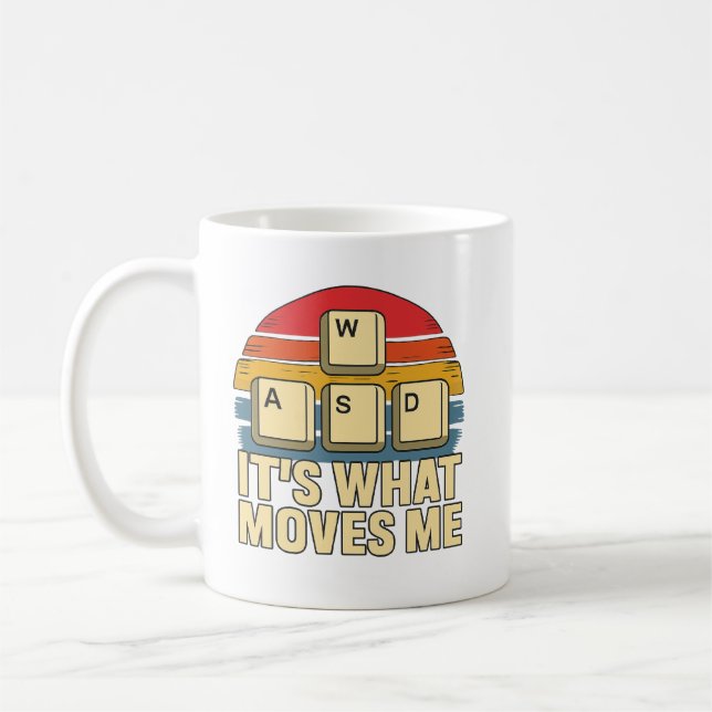 Retro WASD Gaming-tangenter Rolig PC-gammar-design Kaffemugg (Vänster)