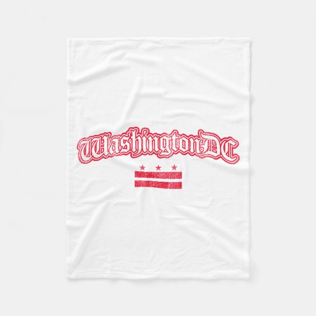 Retro Washington Dc Flag Souvenir Långärmad  Fleecefilt (Framsidan)