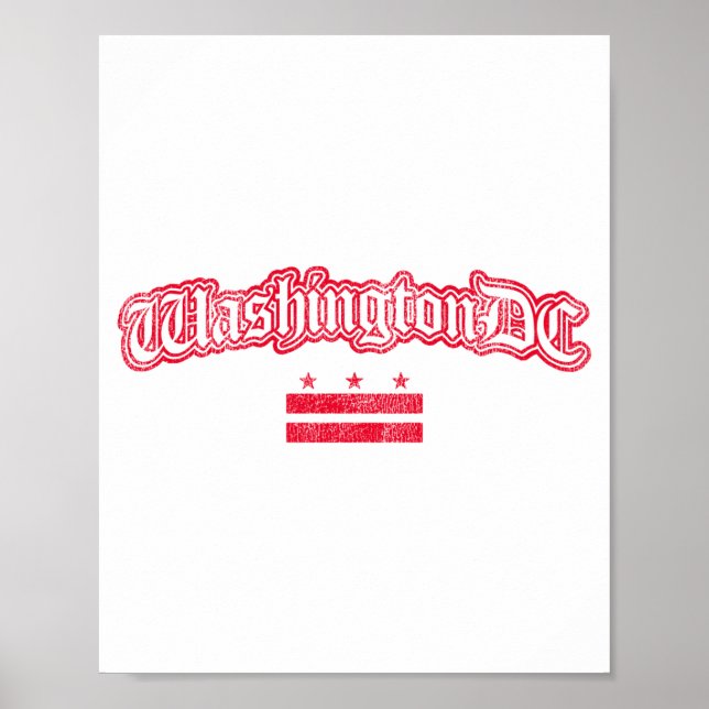 Retro Washington Dc Flag Souvenir Långärmad  Poster (Framsidan)