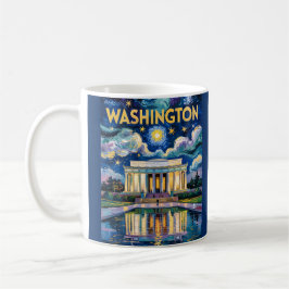 Retro Washington DC Lincoln Memorial Van Gogh Kons Kaffemugg