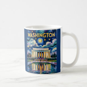 Retro Washington DC Lincoln Memorial Van Gogh Kons Kaffemugg