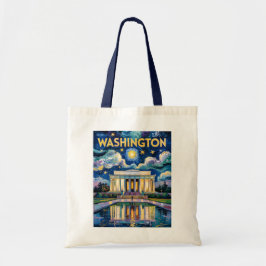 Retro Washington DC Lincolnmonumentet Van Gogh Art Tygkasse