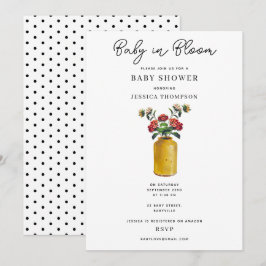 Retro Watercolor Blommigt Baby i Bloom Baby Shower Inbjudningar