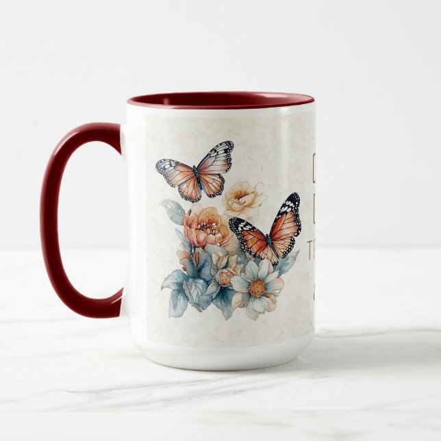 Retro Watercolor Butterfy Mugg (Vänster)