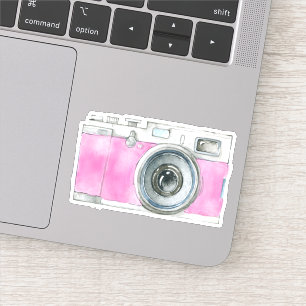 Retro Watercolor Camera-målning i Rosa Klistermärken