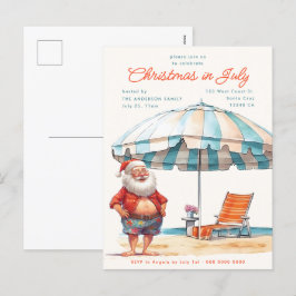 Retro Watercolor-jul i juli Sommaren Party Helg Vykort