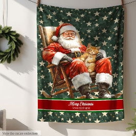 Retro Watercolor Jultomten Helgdag Blanket Fleecefilt