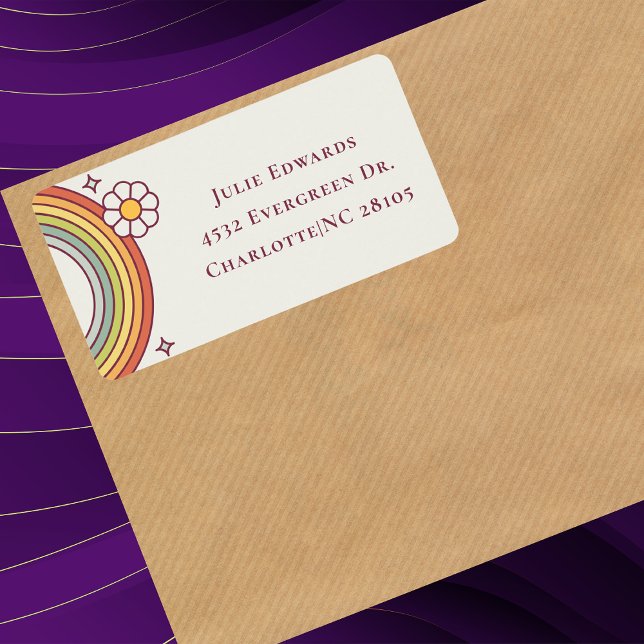 Retro Watercolor Rainbow Boho-adressetikett Adressetikett (Skapare uppladdad)