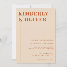 Retro Watercolor Rand Terracotta Orange Bröllop Inbjudningar