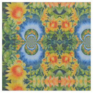 Retro Watercolor Solros fält Tyg