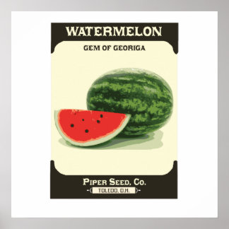 Retro Watermelon Seed Packet Melon Poster Skriv ut