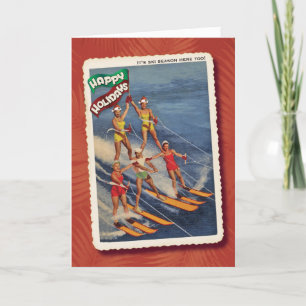 Retro Waterskiers julkort Helgkort