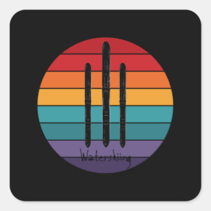Retro Waterskiing - Vatten Ski Fyrkantigt Klistermärke