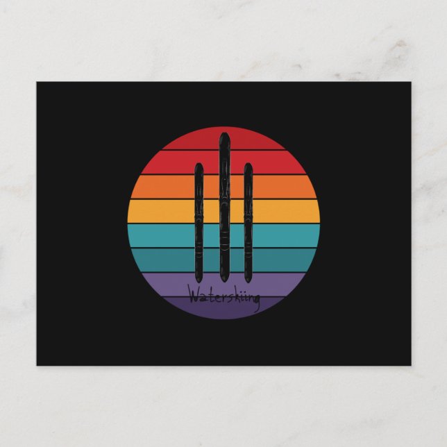 Retro Waterskiing - Vatten Ski Vykort (Framsida)