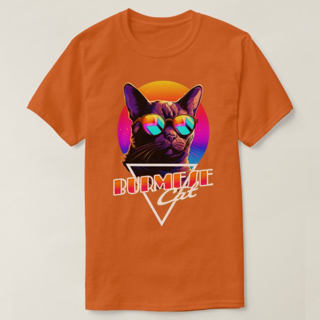 Retro Wave Burmese Cat Miami Shirt T (Design framsida)
