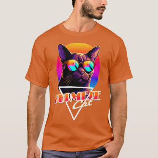 Retro Wave Burmese Cat Miami Shirt T Shirt